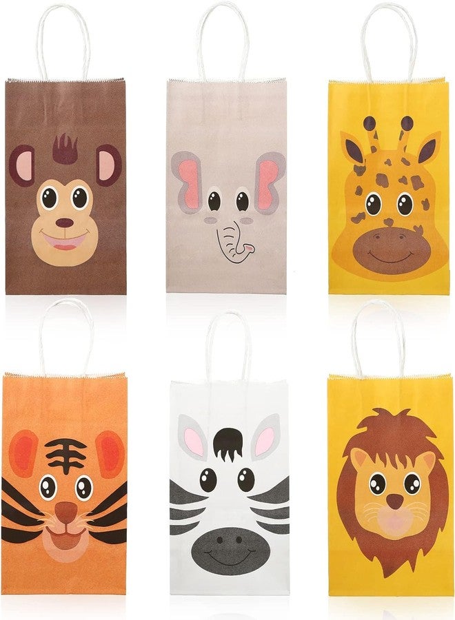 BeFunky 12 Pack Jungle Animal Themed Candy Goodie Gift Bags, Kraft Paper Treat Bags with Handles for Baby Shower Kids Birthday Party Safari Favors - Image 2